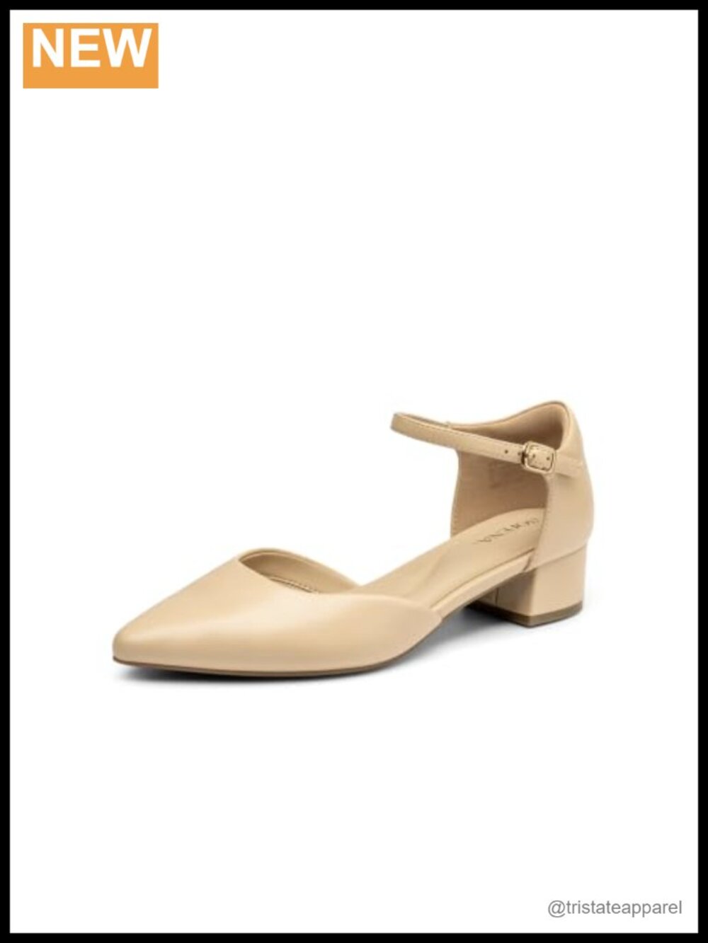 Pointed Toe D'Orsay Pumps with Ankle Strap Low Block Heel